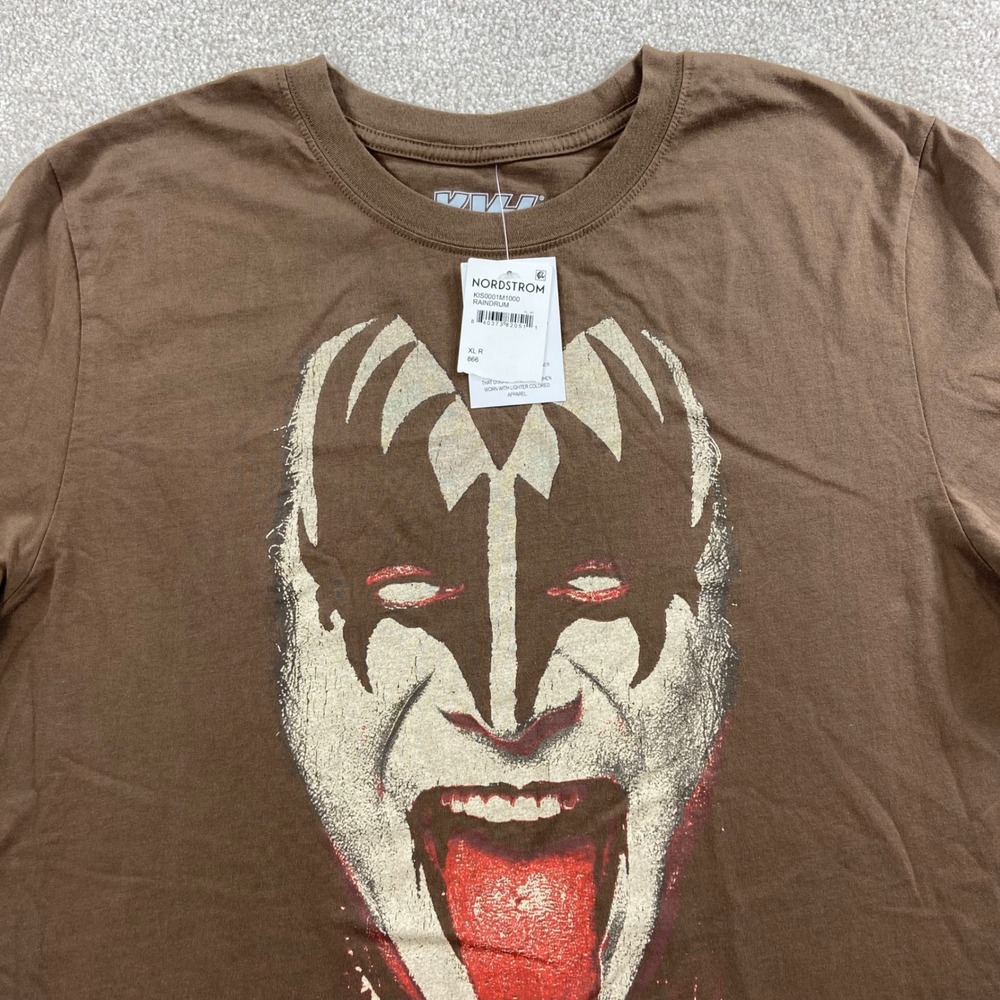 KISS Gene Simmons The Demon Graphic T-Shirt Mens XL Brown Short Sleeve Tee